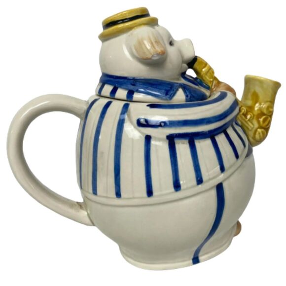 Vintage Hand Painted Teapot Musician Pig Playing Saxophone Jazz Vintage Japan - Picture 10 of 16